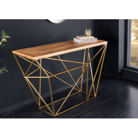 Console design bois massif et laiton Frederica