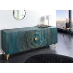 Buffet sculpté bois de manguier turquoise - Sunset