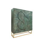 Buffet haut moderne en bois sculpté turquoise