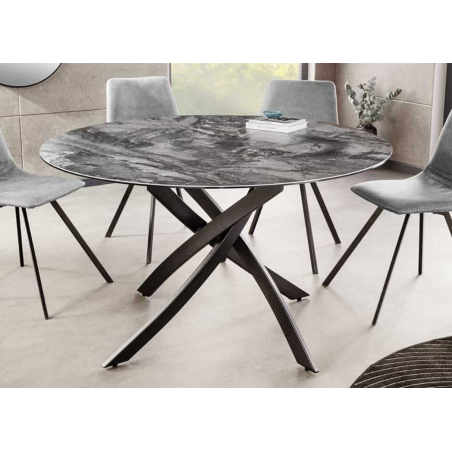 Table ronde design céramique 120 cm gris taupe