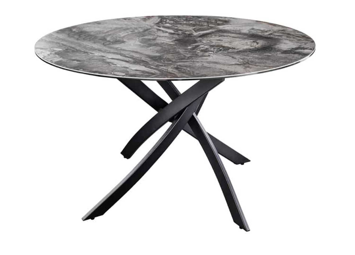 Table ronde 120 cm céramique gris taupe design