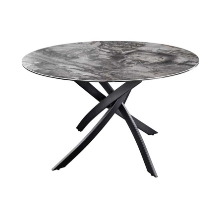 Table ronde 120 cm céramique gris taupe design