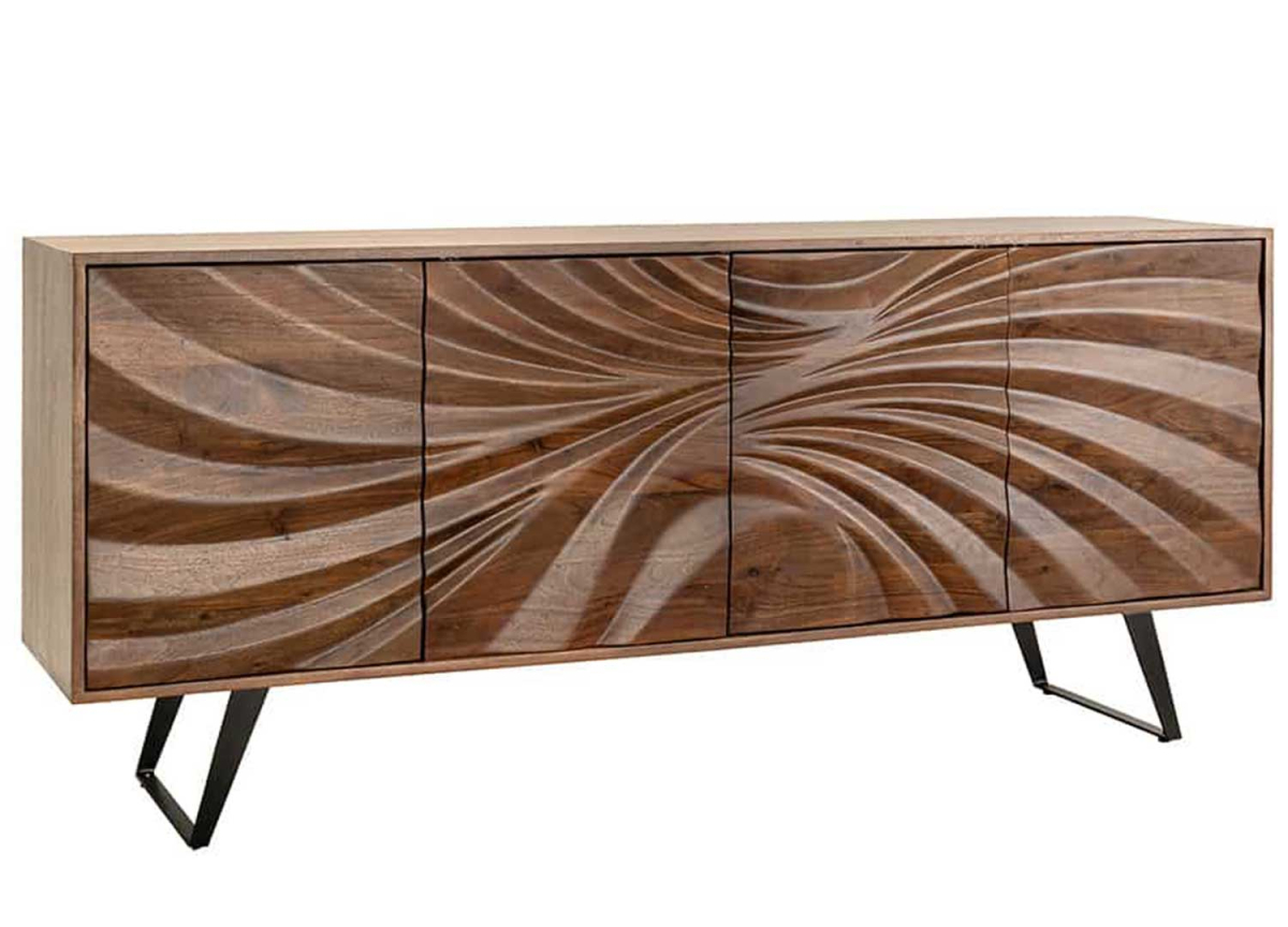 Buffet design en bois massif 4 portes