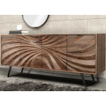 Buffet design en bois d'acacia 4 portes sculptées