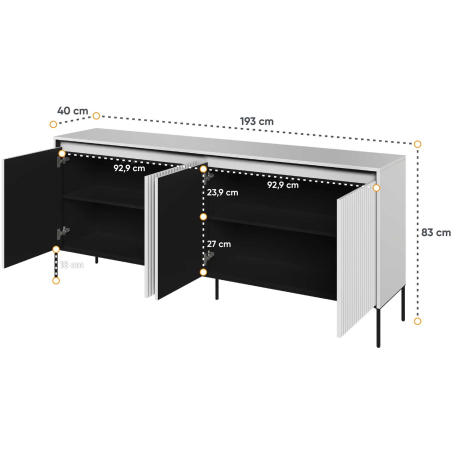 Buffet blanc moderne 4 portes 193 cm