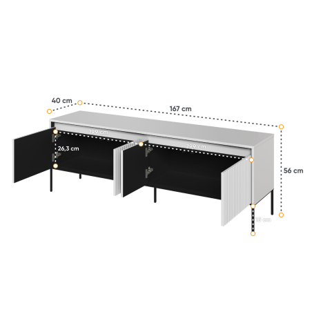 Meuble TV Moderne Blanc et Noir avec LED