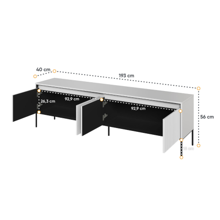 Meuble TV Blanc 4 portes 193 cm