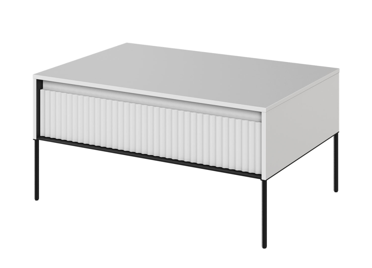 Table basse moderne blanche rectangulaire 100x70 cm