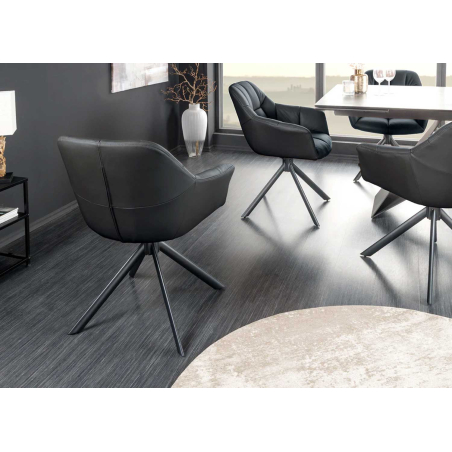 Fauteuil pivotant en cuir noir vu de dos