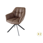 Fauteuil pivotant moderne en cuir marron avec accoudoirs