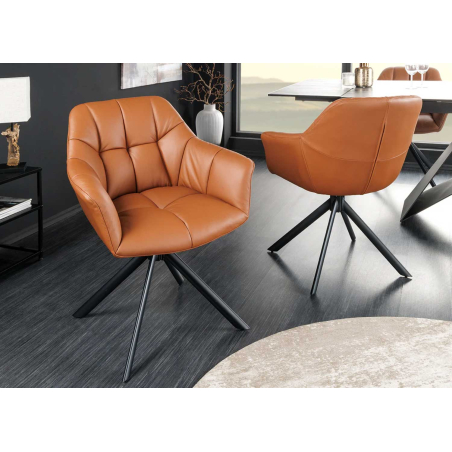 Fauteuil avec accoudoirs en cuir design assise tournante