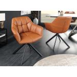 Fauteuil avec accoudoirs en cuir design assise tournante