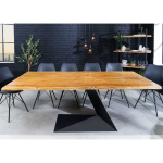 Table huit personnes, rectangulaire en bois massif acacia, pieds design métal noir