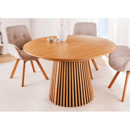 Table extensible ronde en bois chêne naturel