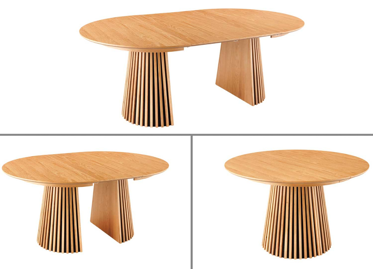 Table extensible ronde en bois chêne naturel