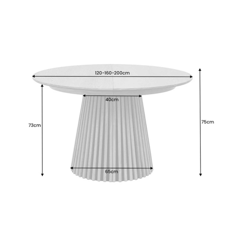 Mesures en détails de la table extensible