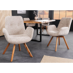 Chaise scandinave moderne pivotante tissu bouclé beige