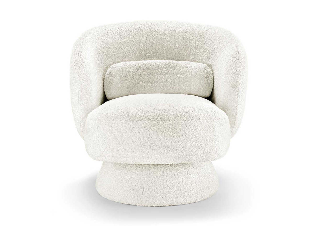 Fauteuil design blanc bouclé rotatif