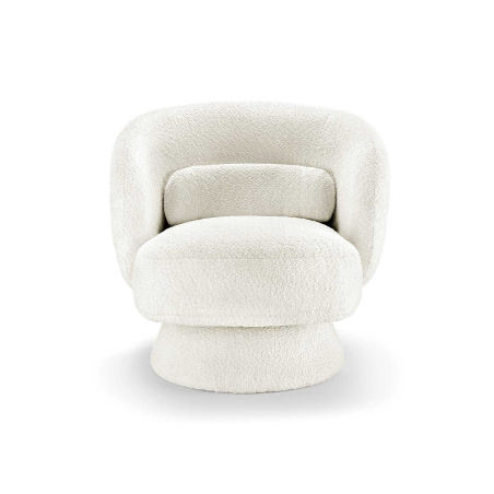 Fauteuil design blanc bouclé rotatif