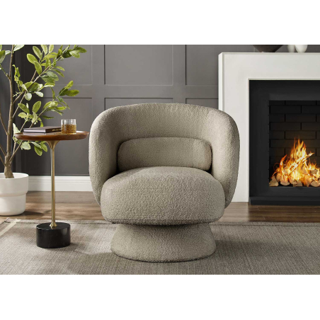 Fauteuil tissu bouclette coloris taupe