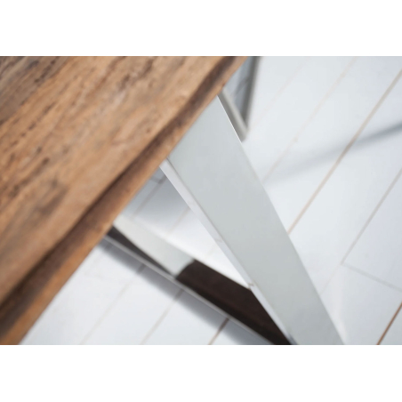 Table de repas moderne en verre et bois massif