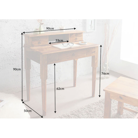 Bureau avec rangement en bois massif