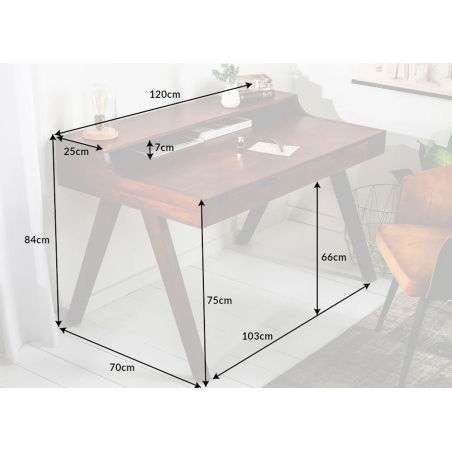 Bureau secrétaire en bois foncé