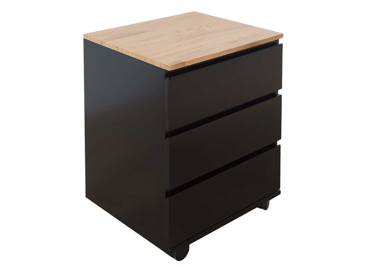 Caisson de rangement pour bureau noir et bois