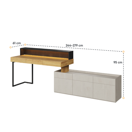 Composition bureau et meuble de rangement moderne