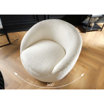 Fauteuil rotatif bouclé design blanc