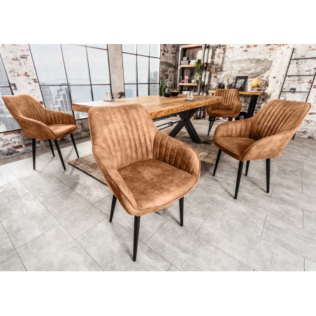 Chaises contemporaines avec accoudoirs en tissu marron