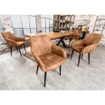 Chaises contemporaines avec accoudoirs en tissu marron