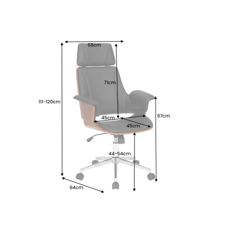 Chaise de bureau similicuir / bois de noyer