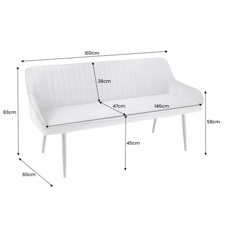 Banc avec Dossier et Accoudoirs 160 cm