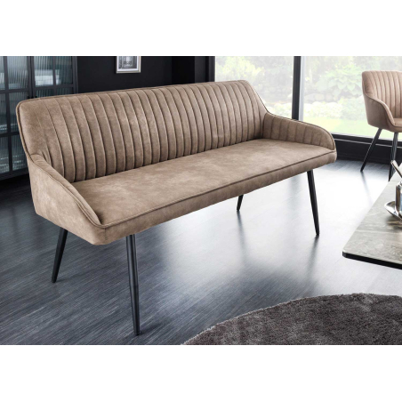 Banc de table confortable trois places avec dossier et accoudoirs