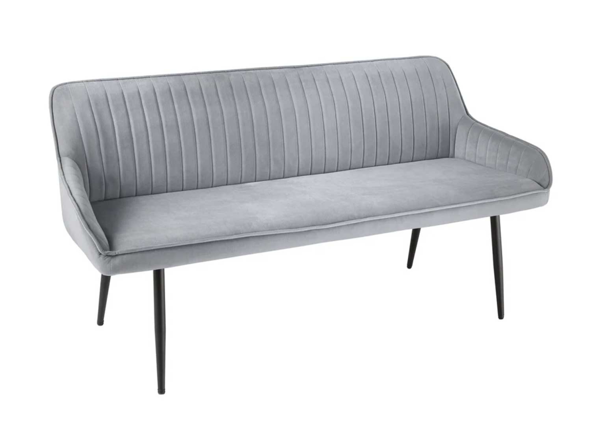 Banquette avec dossier et accoudoirs velours gris