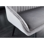 Banquette Velours Gris |Dossier et Accoudoirs 160 cm