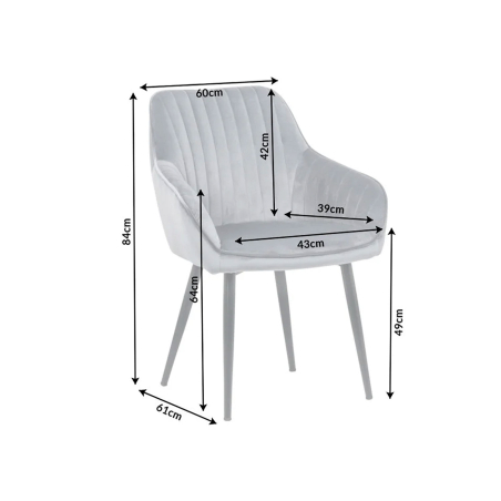 Chaises contemporaines Velours Gris avec Accoudoirs