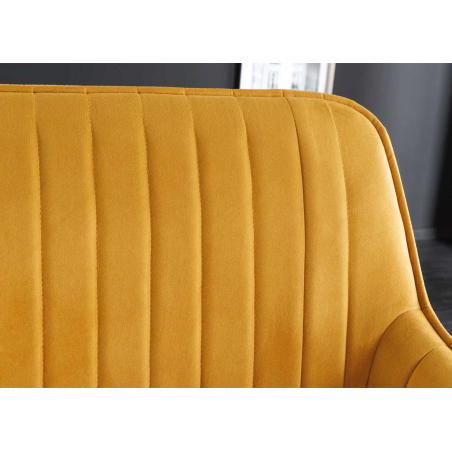 Banquette Velours Jaune | Dossier et Accoudoirs 160 cm