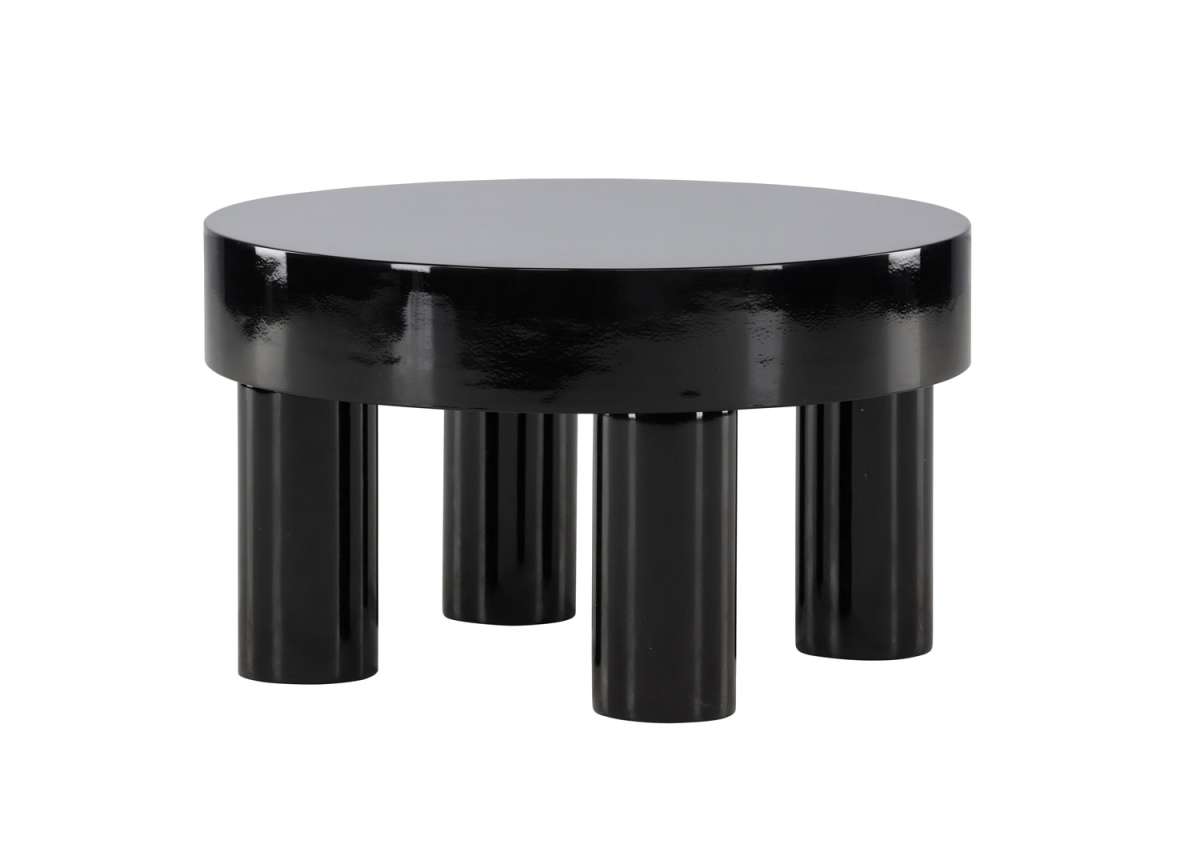 Table basse moderne couleur noire avec pieds cylindriques