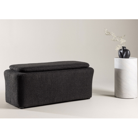 Banquette en tissu peluche noir 100 cm