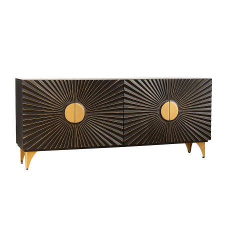 Meuble buffet design bois de manguier noir et doré