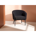 Fauteuil en tissu peluche noir tendance