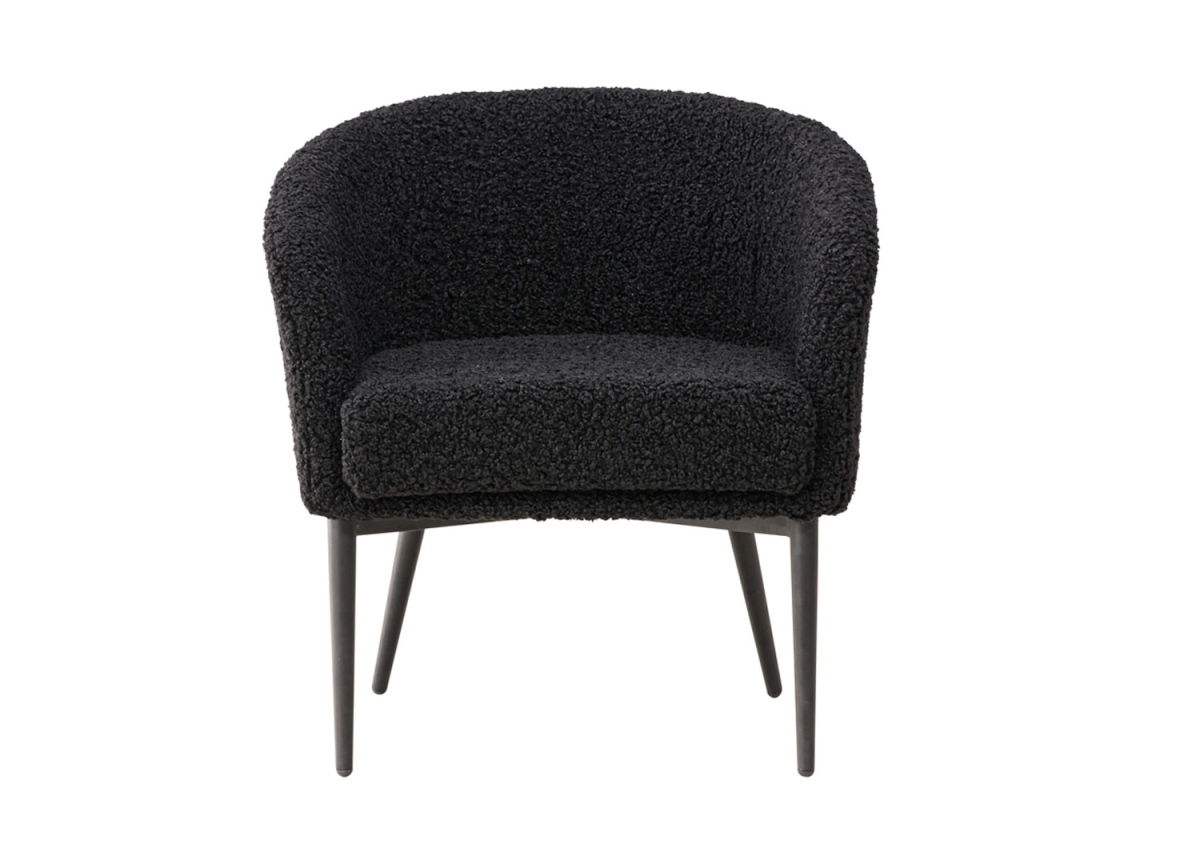 Fauteuil en tissu peluche noir tendance