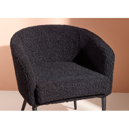 Fauteuil en tissu peluche noir tendance