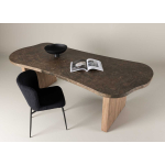 Table de repas design aspect marbre six personnes