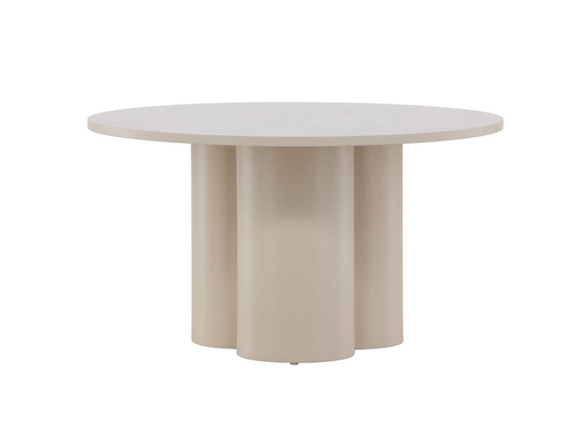 Table basse ronde moderne laquée beige mate