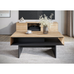 Table basse bois et noir avec rangement