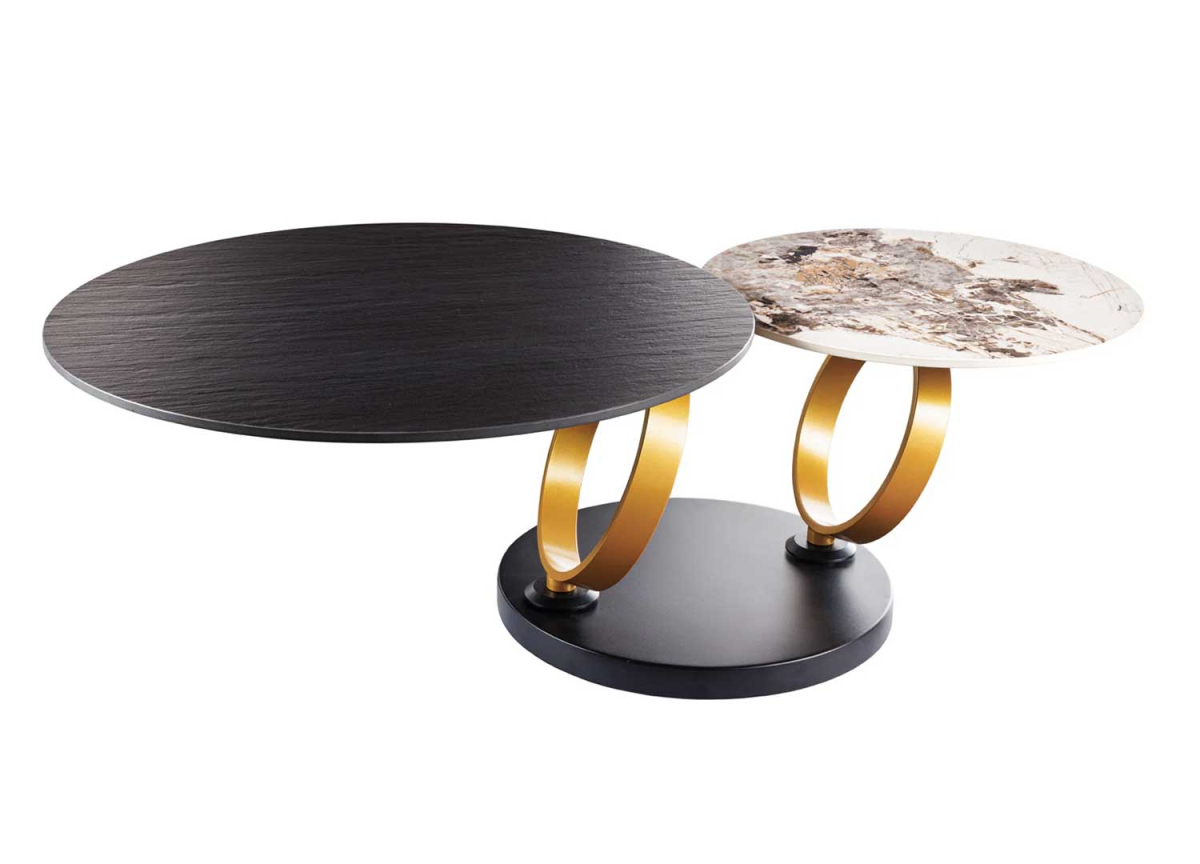 Table basse modulable plateaux ronds en céramique