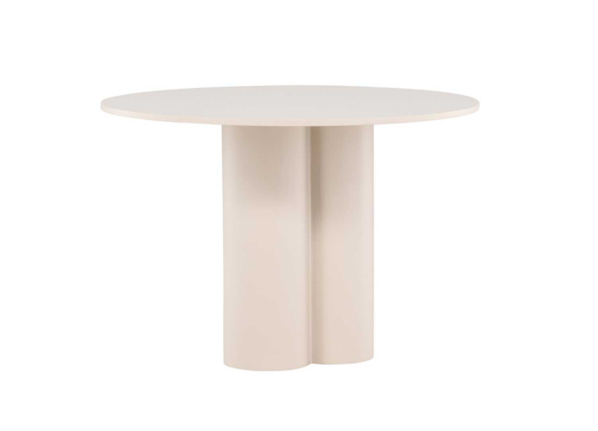 Table de repas ronde laqué beige